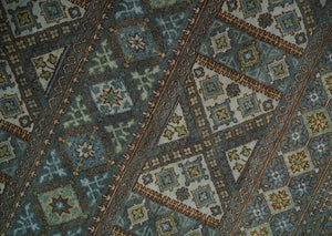 8x10 Fine Hand Knotted Brown and Blue Southwestern Traditional Antique Area Rug