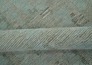 8x10 Modern Abstract Teal, Olive and Ivory Hand Tufted wool area rug