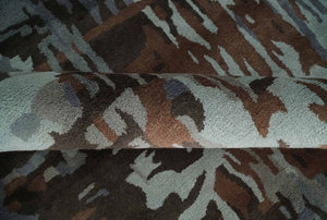 8x11 Gray, Silver and Brown Modern Abstract Hand Tufted wool and Art silk Area Rug
