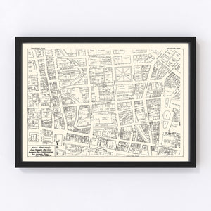 Vintage Map of San Antonio, TX Business Section 1929