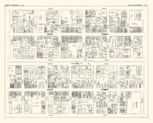 Vintage Map of Santa Barbara, CA Business Section 1929