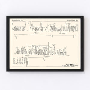 Vintage Map of South Manchester, CT Business Section 1929