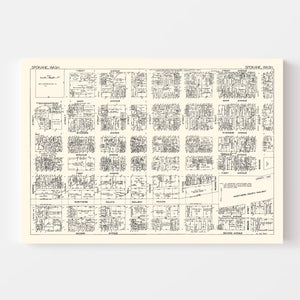 Vintage Map of Spokane, WA Business Section 1929