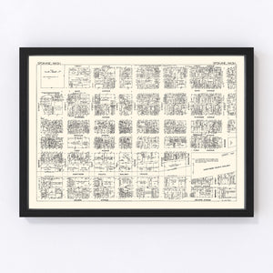 Vintage Map of Spokane, WA Business Section 1929