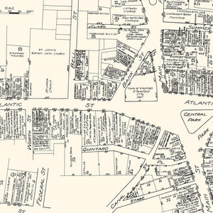 Vintage Map of Stamford, CT Business Section 1929