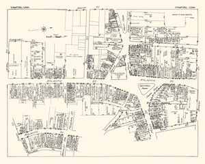 Vintage Map of Stamford, CT Business Section 1929