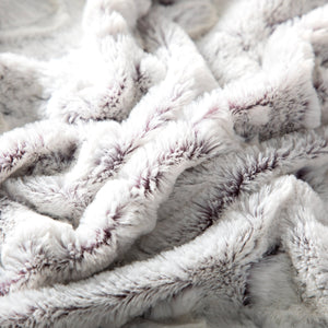 DaDa Bedding Luxury Dreamy Milky White & Purple Sherpa Backside Faux Fur Throw Blanket (M3395)