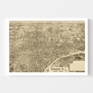 Vintage Map of Newark, New Jersey 1895