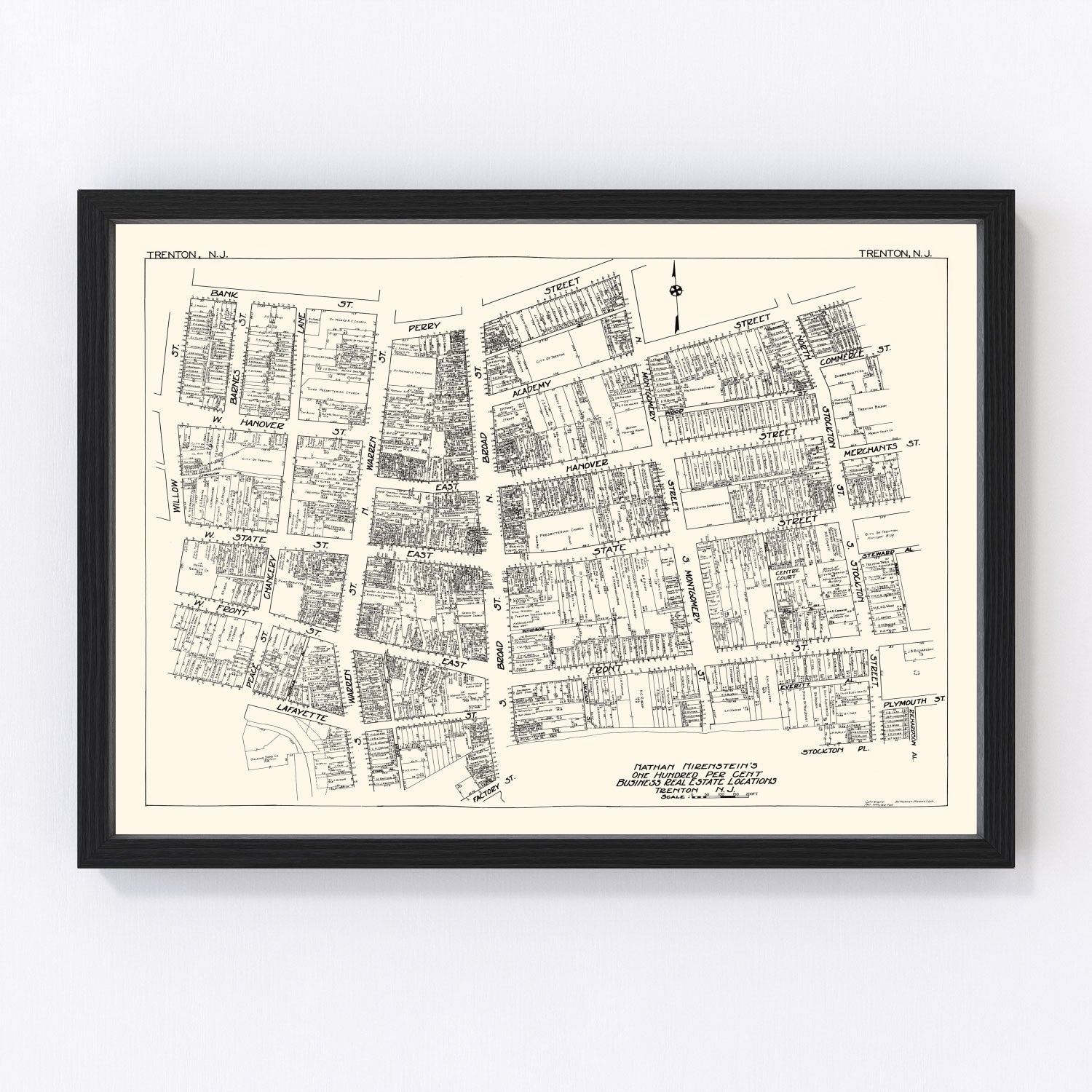 Vintage Map of Trenton, NJ Business Section 1929
