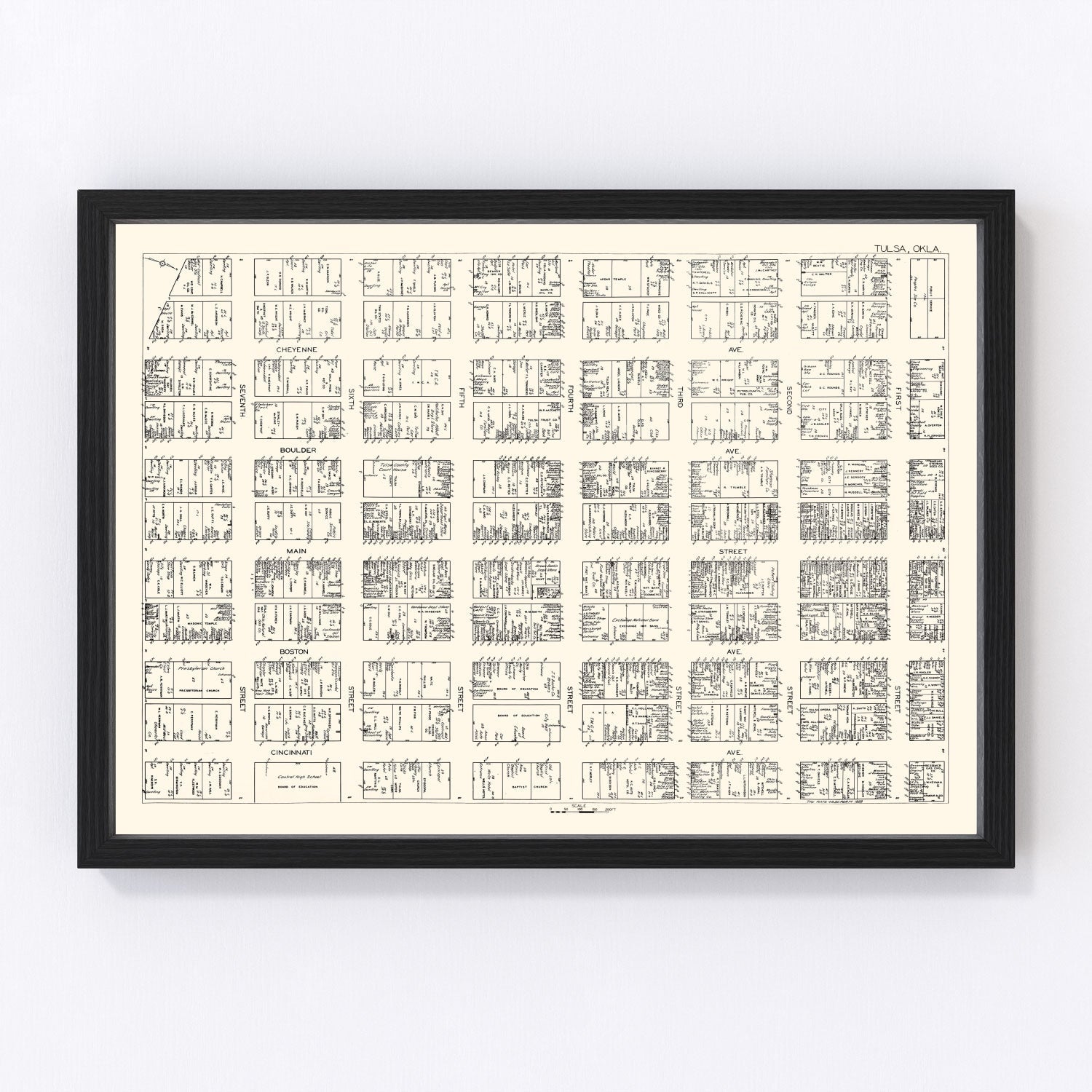 Vintage Map of Tulsa, OK Business Section 1928