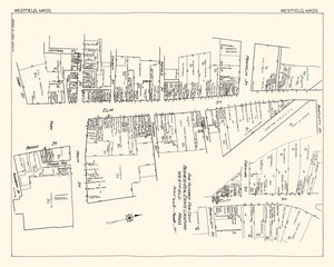Vintage Map of Westfield, MA Business Section 1929
