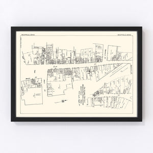 Vintage Map of Westfield, MA Business Section 1929