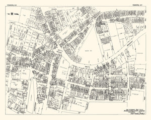 Vintage Map of Yonkers, NY Business Section 1929