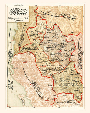 Vintage Map of Manastir Region, 1909