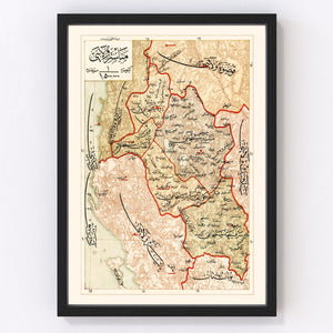 Vintage Map of Manastir Region, 1909