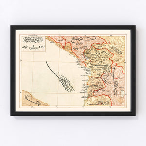 Vintage Map of Ashghodareh Region, 1909