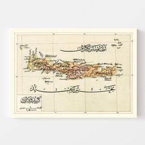 Vintage Map of Crete Island, 1909