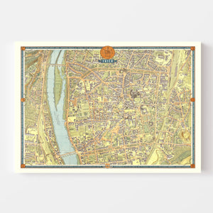 Vintage Map of Trier, Germany 1953