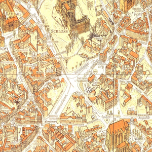 Vintage Map of Braunschweig, Germany 1954