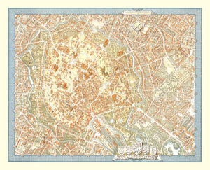 Vintage Map of Braunschweig, Germany 1954