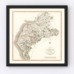 Vintage Map of Cumberland County England, 1801