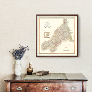Vintage Map of Cornwall County England, 1806