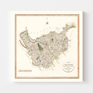 Vintage Map of Cheshire County England, 1808