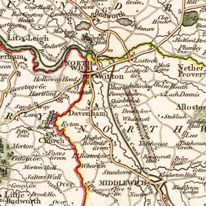 Vintage Map of Cheshire County England, 1808