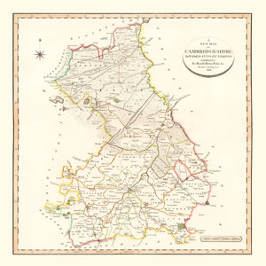 Vintage Map of Cambridgeshire County England, 1808