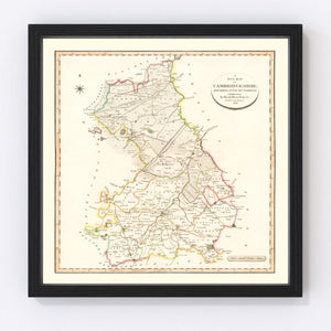 Vintage Map of Cambridgeshire County England, 1808