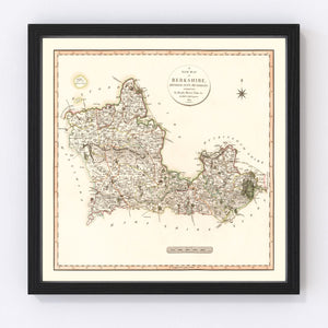 Vintage Map of Berkshire County England, 1801