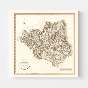 Vintage Map of Durham County England, 1801