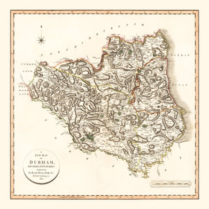 Vintage Map of Durham County England, 1801