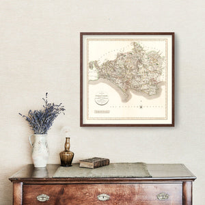 Vintage Map of Dorsetshire County England, 1806