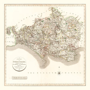 Vintage Map of Dorsetshire County England, 1806