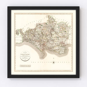 Vintage Map of Dorsetshire County England, 1806