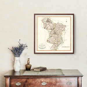 Vintage Map of Derbyshire County England, 1801