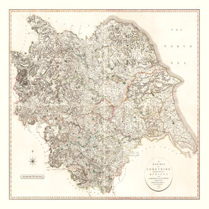 Vintage Map of Yorkshire County England, 1808