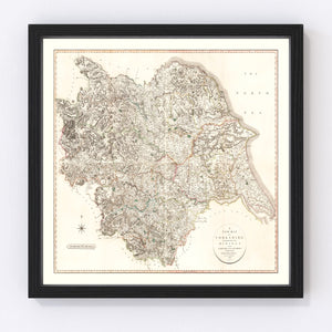 Vintage Map of Yorkshire County England, 1808