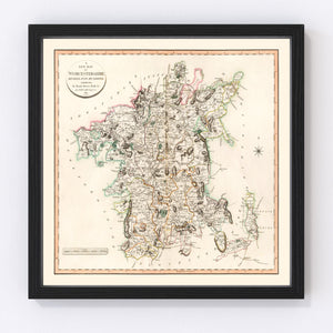 Vintage Map of Worcestershire County England, 1801