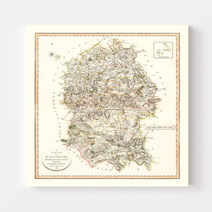 Vintage Map of Wiltshire County England, 1801