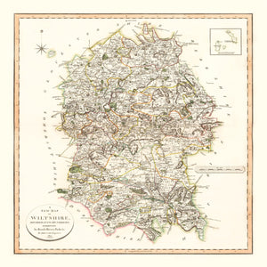 Vintage Map of Wiltshire County England, 1801