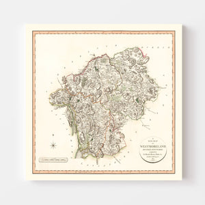 Vintage Map of Westmoreland County England, 1801