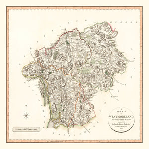 Vintage Map of Westmoreland County England, 1801