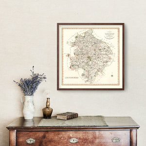 Vintage Map of Warwickshire County England, 1806