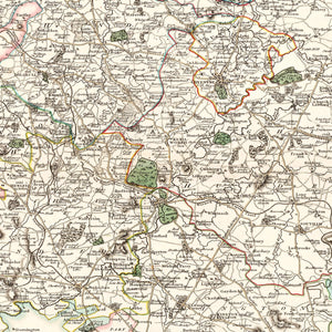 Vintage Map of Warwickshire County England, 1806