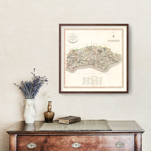 Vintage Map of Sussex County England, 1801