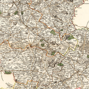 Vintage Map of Staffordshire County England, 1807