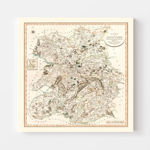 Vintage Map of Shropshire County England, 1805