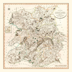 Vintage Map of Shropshire County England, 1805